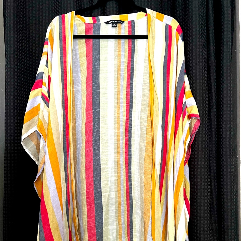 Zac & Rachel Woman Striped Poncho Cardigan | 2x